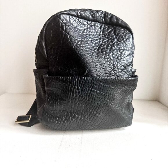 Status Anxiety Black Pebbled Leather Medium Backpack - Picture 1 of 7